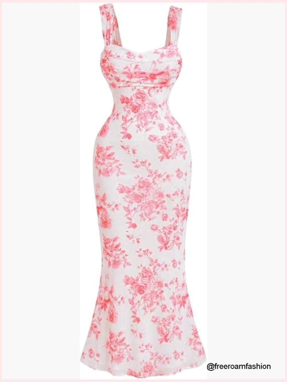 Floral Ruched Midi Dress Wedding Guest Cocktail Party Formal